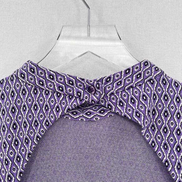 ZARA Jacquard Long Sleeve Cut Out Open Back Mini Dress Womens Small Purple Heart - Picture 11 of 16